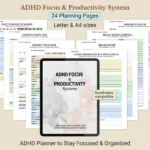 ADHD Focus Planner Printable PDF for Productivity, Time Management & Daily Organization