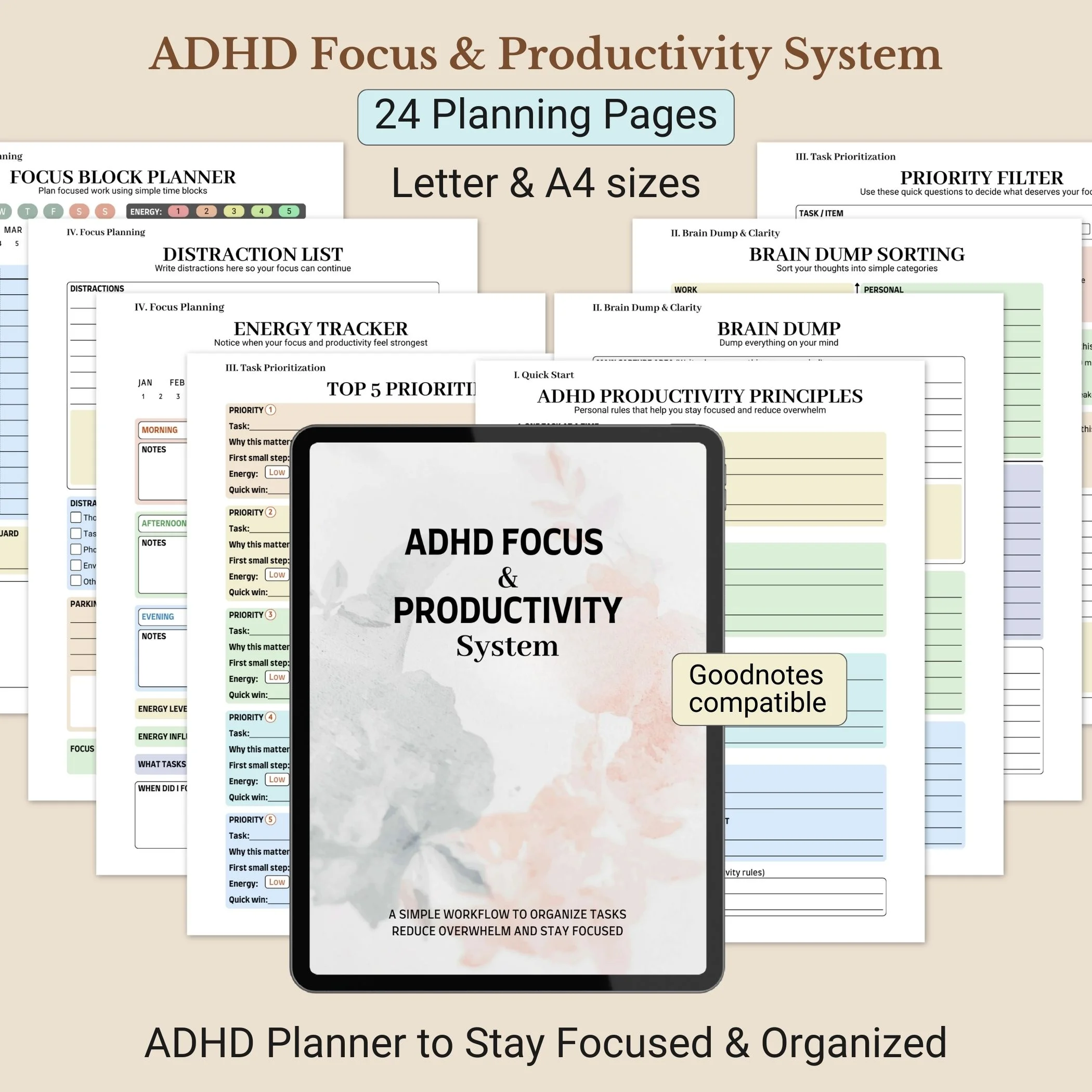 ADHD Focus Planner Printable PDF for Productivity, Time Management & Daily Organization (1) ADHD Focus Planner Printable PDF for Productivity, Time Management & Daily Organization