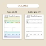 ADHD Thought Organizer available in colorful and ink-friendly black-and-white