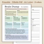 Brain Dump digital planner printable for work productivity
