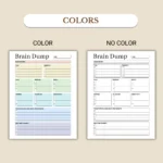 Brain Dump digital planner available in colorful and ink-friendly black-and-white