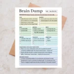 Example of an brain dump with checked-off tasks, calls, messages, emails, thought spark