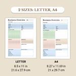 Business Overview Planner available in US Letter & A4 sizes