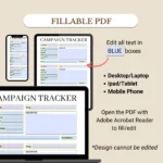 Fillable Campaign Tracker for mobile, tablet, and laptop/PC