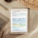 Sample Case Task Tracker with pre-filled client names, assigned legal tasks, due dates, and completion status