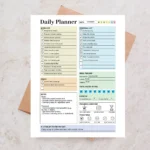 Clean daily planner with water intake and meal tracking