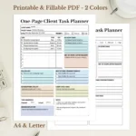 Client Task Planner Service Provider Project Tracker, Fillable Freelancer Workflow PDF