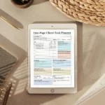 Minimalist freelancer project organizer printable PDF displayed with a clean layout for managing multiple client deliverables and deadlines