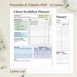 Client Workflow Planner, Service Provider Project Tracker, Fillable Freelancer Business Log PDF