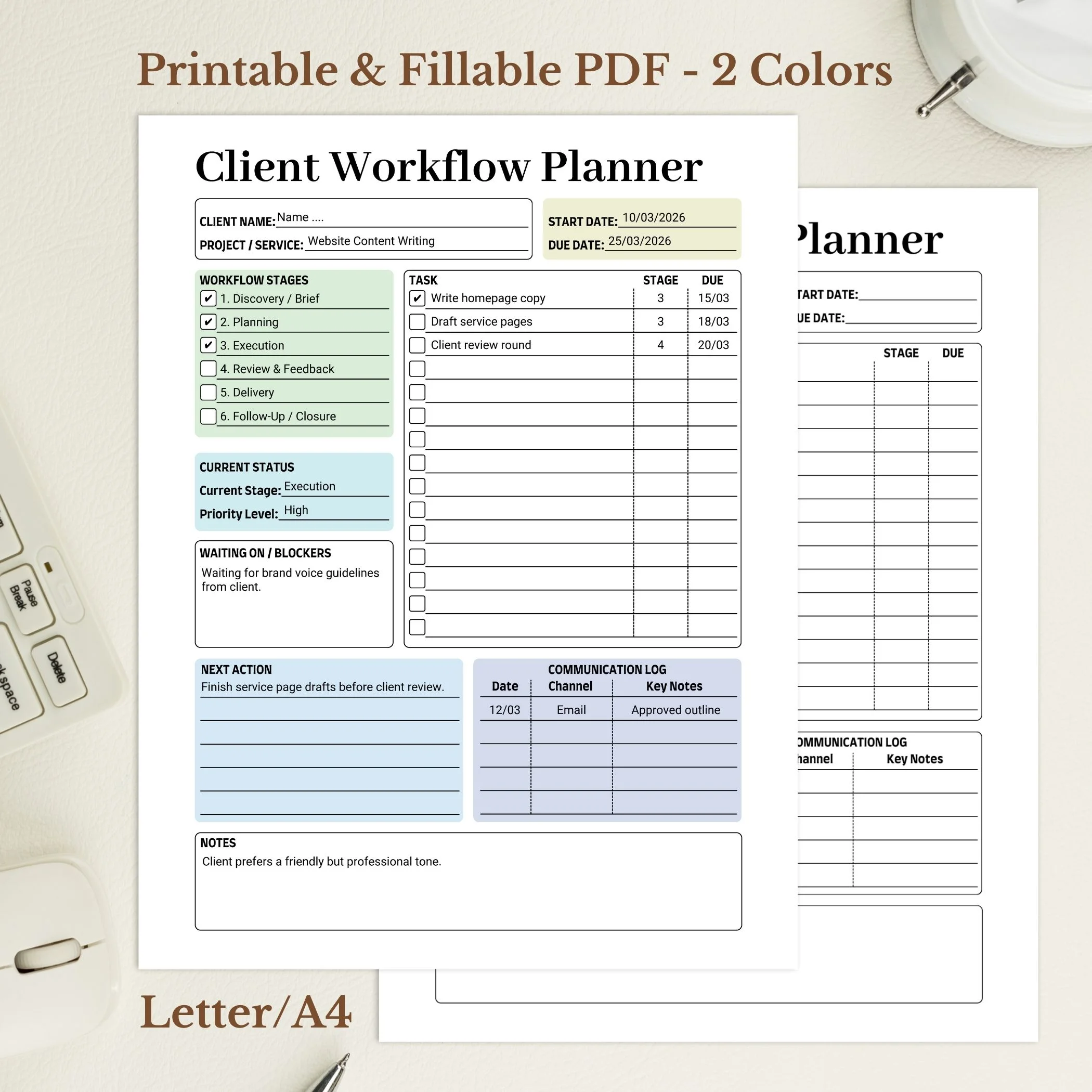 Client Workflow Planner, Service Provider Project Tracker, Fillable Freelancer Business Log PDF (1) Client Workflow Planner, Service Provider Project Tracker, Fillable Freelancer Business Log PDF