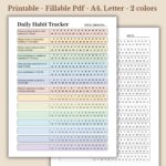 Daily Habit Tracker Printable for Monthly Consistency and Lifestyle Goals
