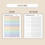 Daily Habit Tracker available in colorful and ink-friendly black-and-white