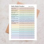 Sample Daily Habit Tracker with color-coded rows for multiple monthly routines and a 31-day completion grid