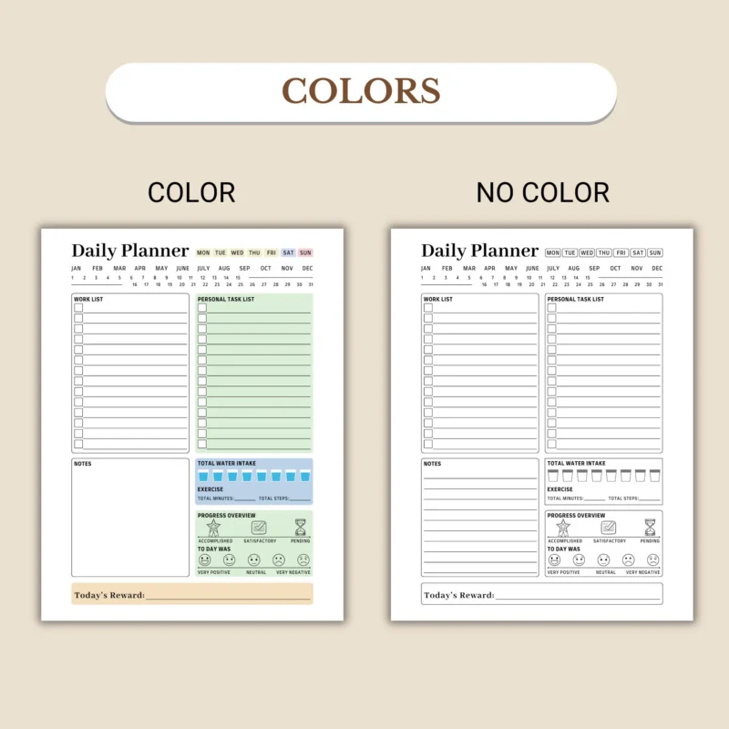 Daily Planner Simple planner designed for organized work life balance colorful