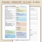 Daily Planner Work Life Balance Fillable PDF Wellness Tracker (1)
