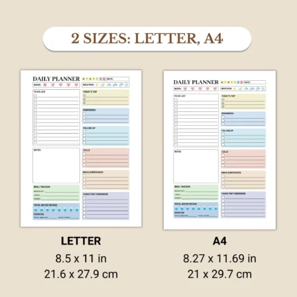 Daily planner have two colors: colorful, black and white