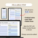 Fillable daily planner for mobile, tablet, and laptop/PC