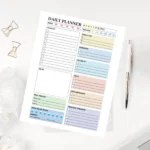 daily planner printable with to do, call list, meal tracker and water intake