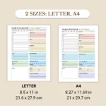 Daily planner available in US Letter & A4 sizes