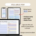 Fillable daily planner for mobile, tablet, and laptop/PC