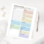 Maximize your day with this minimalist daily planner sheet featuring color-coded blocks