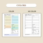 Daily Planner available in colorful and ink-friendly black-and-white
