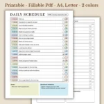 Daily Schedule printable digital planner for work produtivity and time management (1)