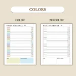 Daily Schedule available in colorful and ink-friendly black-and-white