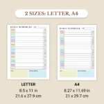 Daily Schedule available in US Letter & A4 sizes