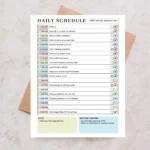 Example of an daily schedule routine with checked-off tasks