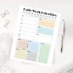 Daily productivity planner with Eisenhower Matrix sections