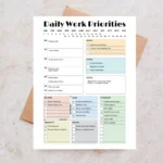 Daily Work Priorities Productivity Planner Matrix