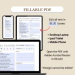 Daily Planner Fillable PDF for Desktop, Mobile & Tablet Use