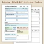 Decision Tracker Printable PDF for Work Productivity