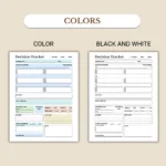 Decision Tracker available in colorful and ink-friendly black-and-white