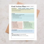 Example of a Goal Action Plan with checked-off action steps, potential challenges and notes