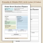 Home Reset Routine Planner Printable for Household Organization and Tidying