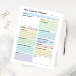 A streamlined brainstorming template featuring color-coded blocks for impact analysis and feasibility checks