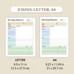 Meeting Minutes available in US Letter & A4 sizes
