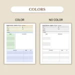 Meeting Minutes available in colorful and ink-friendly black-and-white