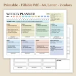 Minimalist Weekly Schedule, Fillable Digital Planner Page, High-Performance Work Week Layout
