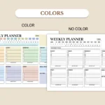 weekly planner available in colorful and ink-friendly black-and-white