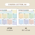 weekly planner available in US Letter & A4 sizes