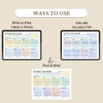 Use this weekly planner to print, fill out as a PDF, or use digitally