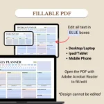 Fillable weekly planner for mobile, tablet, and laptop/PC