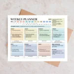 Example of a weekly planner with checked-off tasks, priority, importance, and notes