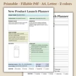 New Product Launch Planner, Strategy Worksheet, Business Startup Guide, Fillable Printable PDF