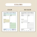 New Product Launch Planner available in colorful and ink-friendly black-and-white