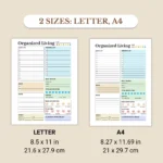 Organized Living available in US Letter & A4 sizes