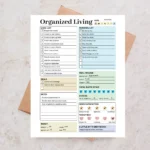 A completed daily work planner checklist on a desk, showing task management and daily reflection